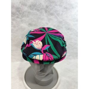 Vintage‎ Bee Americas Finest Tropical Floral Flat Cap Newsboy Ivy Hat Pink Green